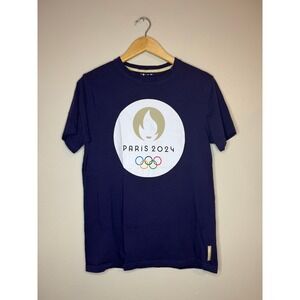 Paris 2024 Olympic Games Official Logo T-Shirt Navy Blue Mens Size Medium